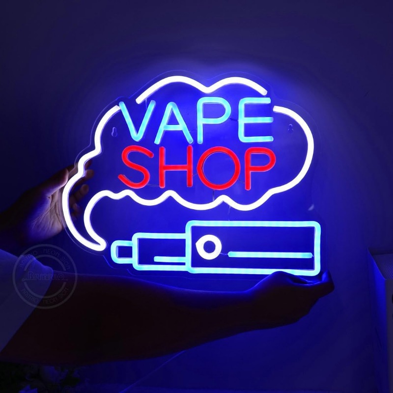 Vaping Store - ไฟ LED แสดงควันร้านซิการ์ปากการูปหัวใจมนุษย์ถ้ำโรงรถป้ายตกแต่งศิลปะบนผนัง