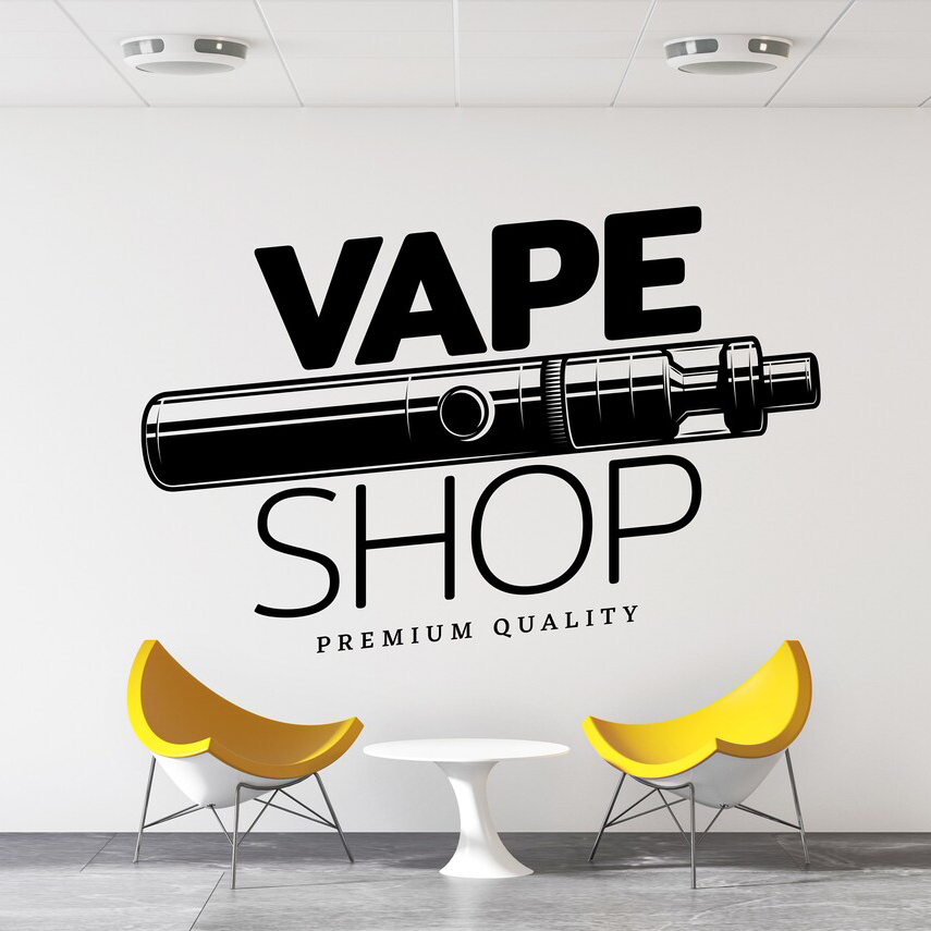 Vaping Store - สติกเกอร์ติดผนังสติ๊กเกอร์ฮาโลวีนควันการตกแต่งร้านไอน้ำสำหรับเลานจ์ A663รูปลอกไวนิลสำหรับเครื่องตกแต่งฝาผนังร้านเวป