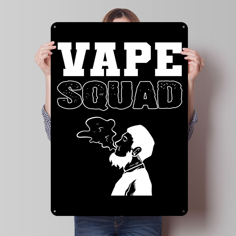 Vaping Store - ป้ายโลหะวินเทจแบบกำหนดเองได้สำหรับตกแต่งผนังบ้าน ห้อง หรือโต๊ะทำงาน ร้าน Vape Squad