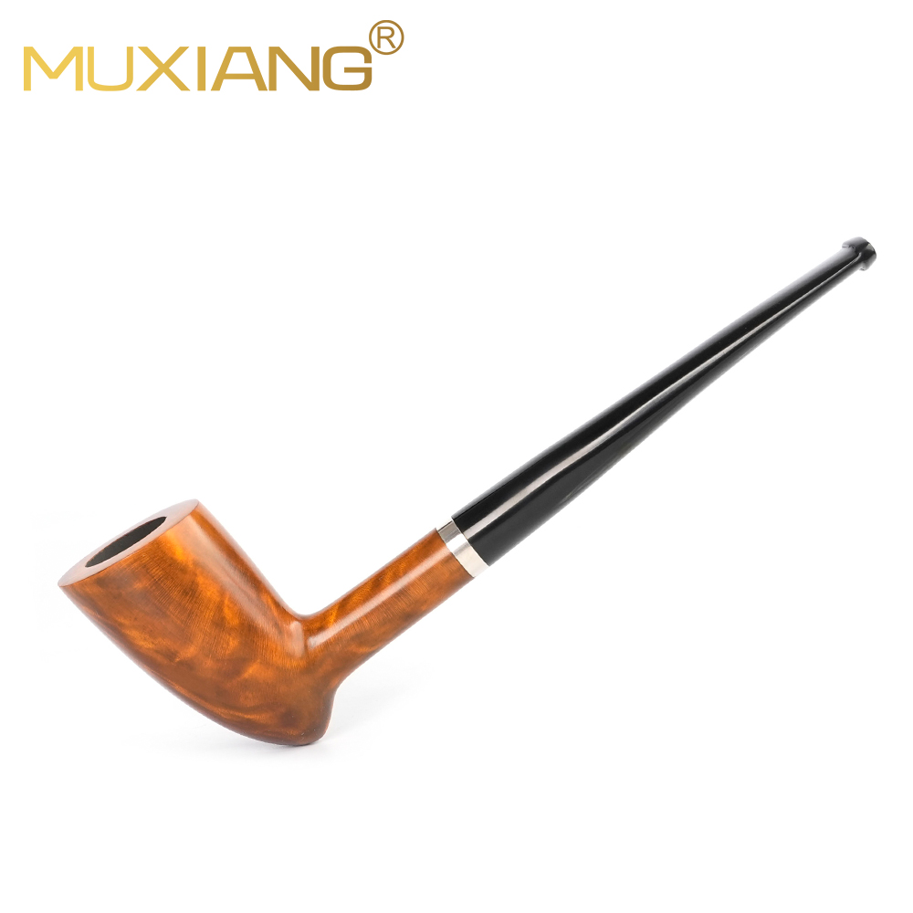 Vape Ring - MUXING ไปป์สูบบุหรี่ไม้บริแอร์วูดแบบคลาสสิก, ตกแต่งด้วยวงแหวนโลหะสีเงิน, ปากเป่าสีดำแบบพกพา