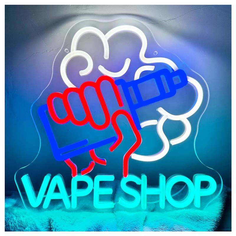 Vaping Store - ป้ายไฟนีออนร้านขายบุหรี่ไฟฟ้า รูปมือถือบุหรี่ไฟฟ้า ไฟ LED สำหรับร้านขายอุปกรณ์สูบบุหรี่ ห้องเล่นเกม